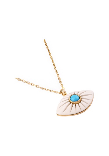 Masaliko Göz Gümüş Kolye Ms3267, 925 Ayar Kadın Gümüş Kolye, Altın Kaplama Altın