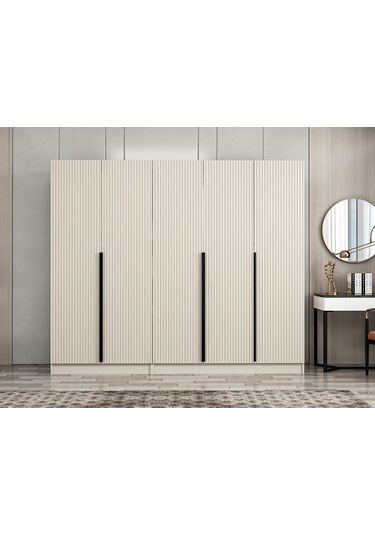 Kale Plus 5 Mebran Kapaklı 2 Çekmeceli Dolap Kumtaşı Mebran 190cm Bej