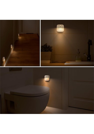 Lumi 3 Lü Led Gece Lambası Hareket Sensörlü, Otomatik Açma/kapama, Sıcak Beyaz Işık