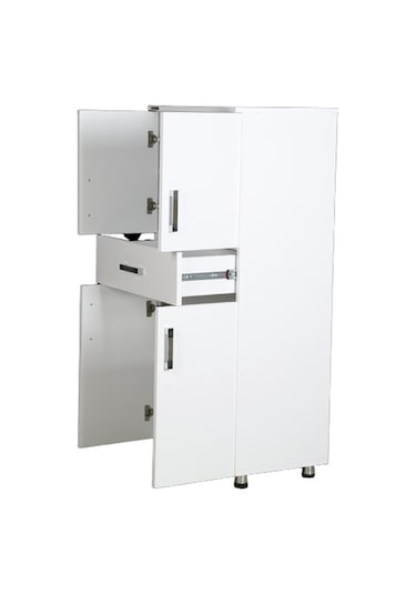 Çok Amaçlı Dolap Hard Parlak Beyaz Suntalem 4raf 1çekmece Kutu Sevk 180 El Yapım Beyaz