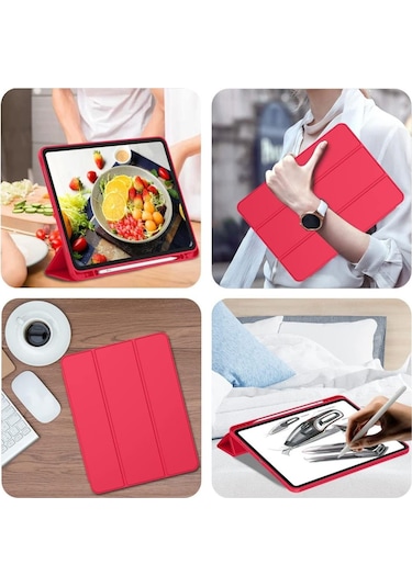 Apple Uyumlu iPad, Pro 12.9 3. Nesil Kılıf Kalem Bölmeli Smart Case A1876