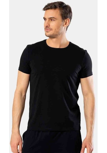 Cacharel Erkek Bisiklet Yaka Likralı T-shirt 1331/siyah 001