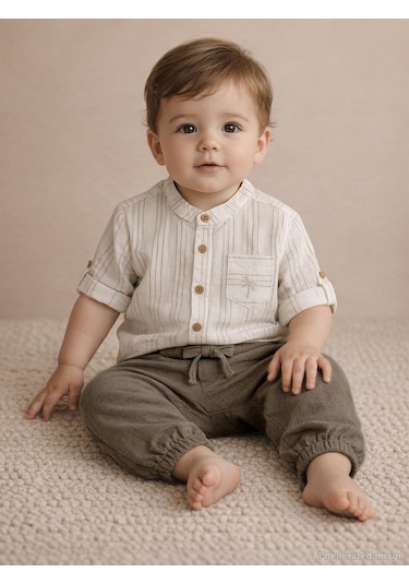 Civil Baby Müslin 6-18 Ay Pantolon - Kahverengi Acı Kahve