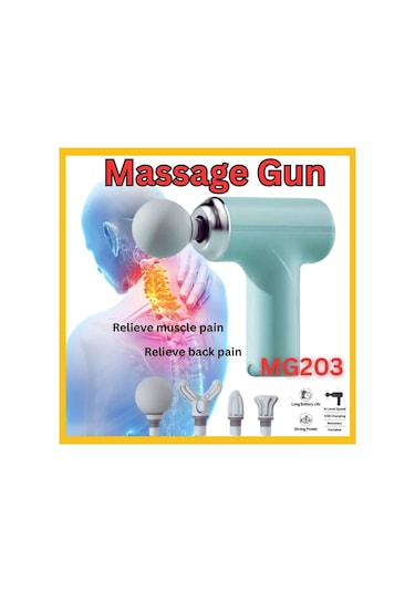 Masaj Tabancası Darbeli Titreşimli 4 Başlıklı Profesyonel Şarjlı Mini Masaj Aleti 4741 Açık Mavi