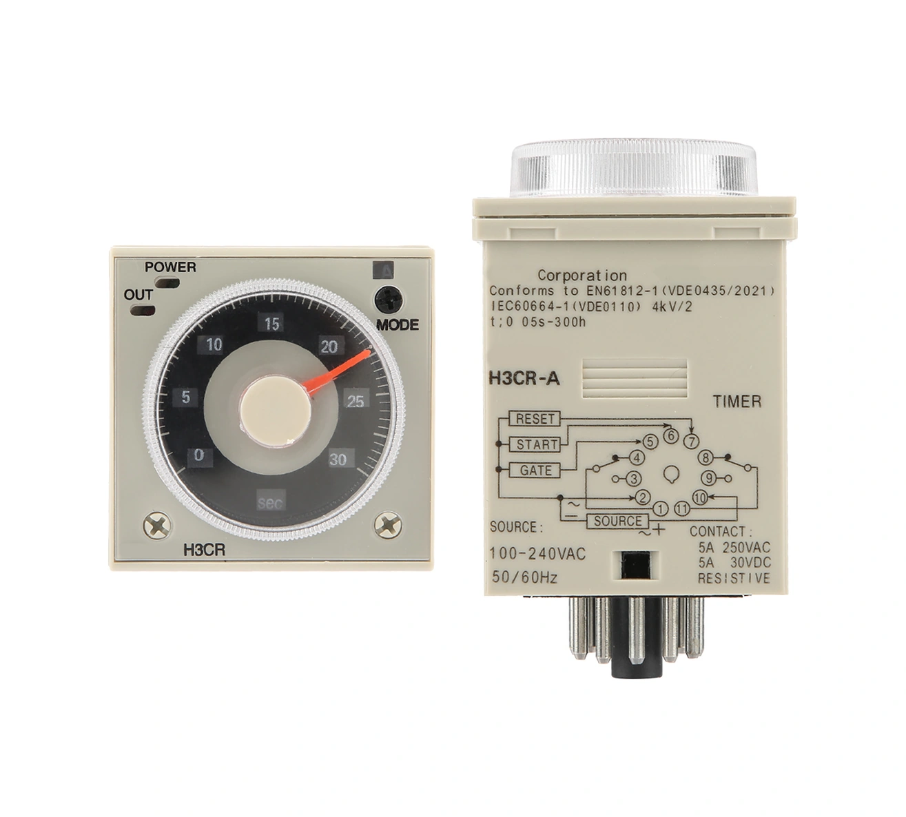 Tenfowee H3cr-a 11pin Dairesel Kumanda Zaman Rölesi - Su Ve Toz Koruyucu, 0.5sn-300sa Ayarı, Yüksek Hassasiyetli Otomasyon Kontrol Cihazı