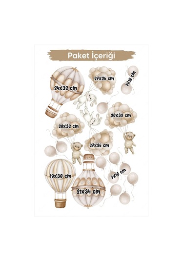 MSticker Retro Balonlar Ve Hayvanlar Sevimli Çocuk Odası Duvar Sticker Seti