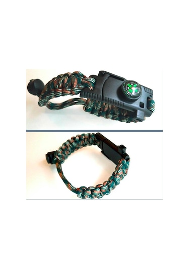 Omeniv Paracord Bileklik Düdük Pusula Bıçak 4 Fonksiyonlu Outdoor