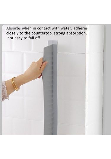 Cbtx Silikon Mutfak Lavabo Sıçrama Koruması Tezgah Su Engelleme Splashback Açık Gri