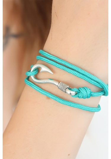 Turkuaz Renk Gümüş Metal Kancalı Bayan Çoklu Bileklik Renkli