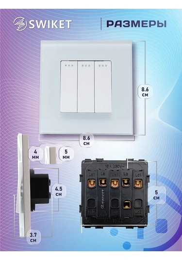 Lajt Haus Üçlü Düğmeli Cam Çerçeve Anahtarı 143577857