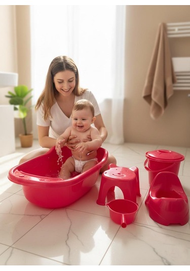 Alaca Bebek Banyo Seti Fileli Pembe