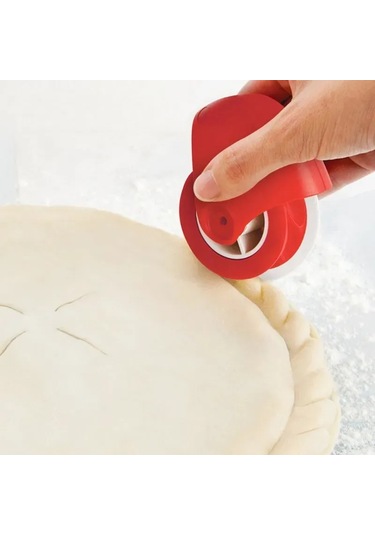 Springsun Pasta Kenar Desenleyici Aleti: Taneler Ve İp Desenleri, Pasta Yuvarlama Ve Kesme Fonksiyonu, Yıkama Kolayı Plastik Malzeme Kırmızı, Beyaz