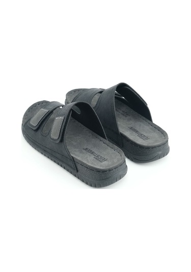 Gezer Yazlık Erkek Suni Deri Rahat İç Taban İki Cırtlı Kemer Ayarlanabilir Günlük Terlik Gri