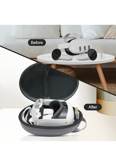 Pazly Jys Jys-mq008 Meta Quest 3 Vr Gözlük Koruma Yastığı Darbeye Dayanıklı Taşıma Çantası Taşınabilir Sert Kabuk Çanta - Logo / Siyah Logo / Siyah