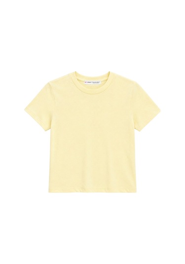 Mixray 2100 Kadın Slim Fit Bisiklet Yaka Soft Basic T-shirt Sarı
