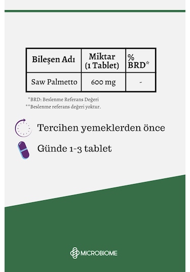 Microbiome Saw Palmetto Cüce Palmiye Ektresi 30 Tablet