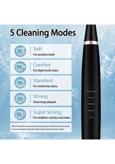 Willowhaven Siyah Şarj Edilebilir 5 Hızlı Usb Diş Fırçası 4 Başlık Hediyeli