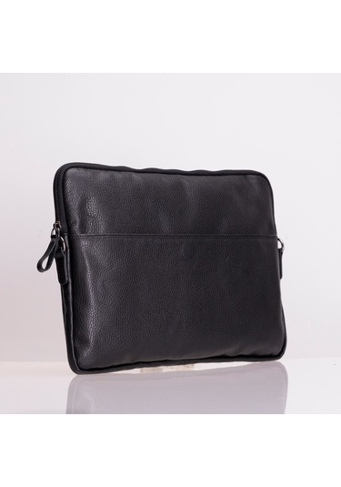 Leeds 14 İnç Macbook Ve Pc Uyumlu, Hakiki Deri, El Yapımı Kılıf, Kömür Siyahı Siyah