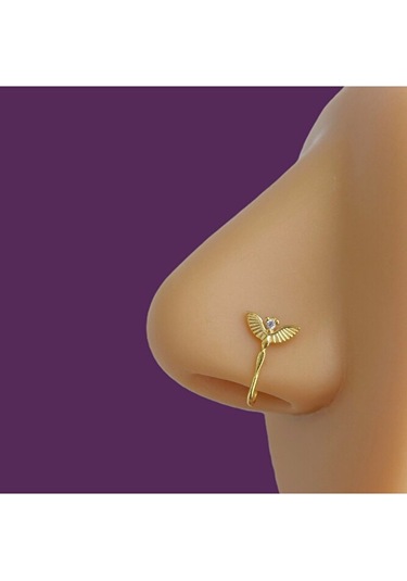 Deliksiz Gümüş Sıkıştırmalı Melek Figürlü Hızma 925 Ayar Sarı