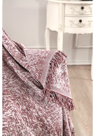 Vicuna Home Pamuklu Çok Amaçlı Ebruli Koltuk / Çekyat Örtüsü Bordo