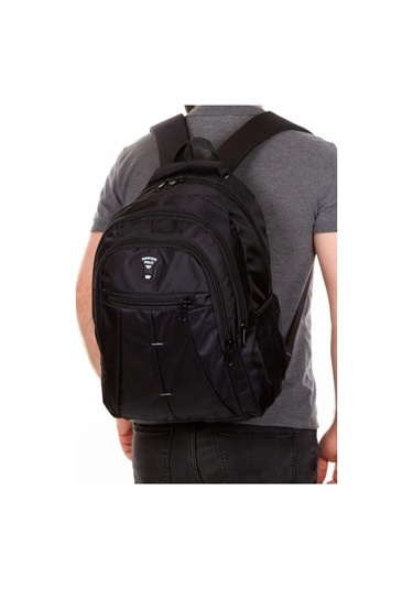 Newish Polo Suya Dayanıklı Unisex Siyah Laptop Notebook Bölmeli Sırt Çantası Okul Seyahat Spor - Unisex Siyah