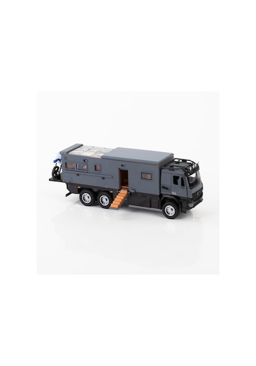 Metal Sesli Işıklı Çek Bırak Özellikli 30 Cm Motokaravan Seti Siyah