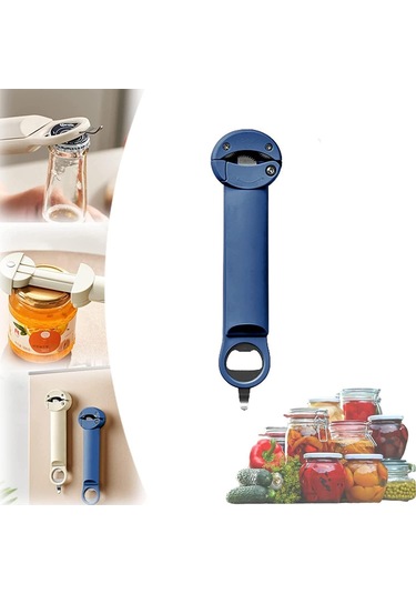 Mavi Çok Fonksiyonlu Geri Çekilebilir Açıcı Aracı Yeni Kavanoz Şişe Açacağı Ayarlanabilir Konserve Açacağı Mavi