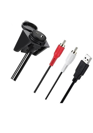 4825 Usb 2rca 3.5mm Aux Araç İçi Kontrol Paneli Uzatma Ek Kablosu