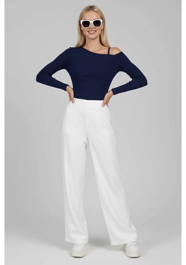 Tek Omuz İpli Bluz Lacivert T4328 Lacivert