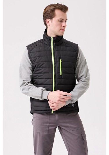 Nepeta Bomber Şişme Outdoor Yelek - Hafif, Suya Dayanıklı Siyah-f.sarı