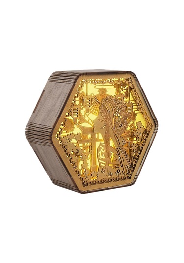 Yaratıcı Ahşap Baskı Gece Lambası Yatak Odası Komodin Masa Lambas Diğer