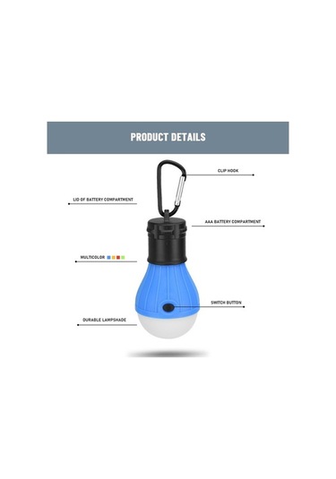 Besthome1 3 Led Taşınabilir Fener, Yüksek/düşük/sos, Abs, 60 Lumen, Çadır/hikap/acil Kullanım, Askı Tasarımı, Mavi Kartlı Paket Çok Renkli
