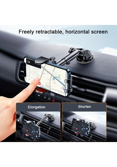 1 Adet Sucker Cep Telefonu Braketi Tablet Araç Montaj Standı Gps Araba Telefon Tutucu Uzatılabilir Kol İle Siyah