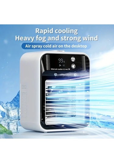 Motion003 Beyaz Taşınabilir Usb Mini Hava Soğutucu Fan Nemlendirici Kompakt Masaüstü Soğutma Cihazı Şarj Edilebilir 85db Altı Sessiz