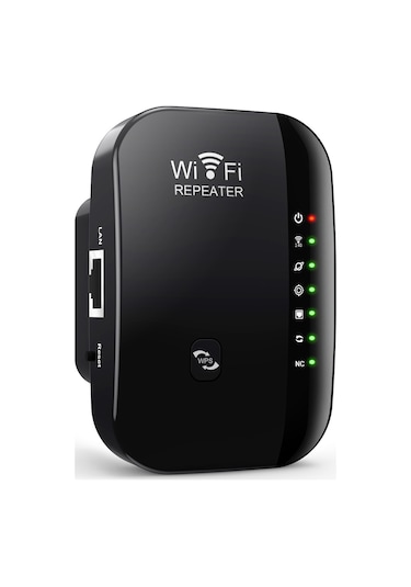 Youtek Mt02 Siyah Avrupa Tipi Wifi Göstergeci: 300m Genişletici, 7 Led Işık, Ap/röle Modları, 2.4ghz Kablosuz Sinyal Güçlendirici