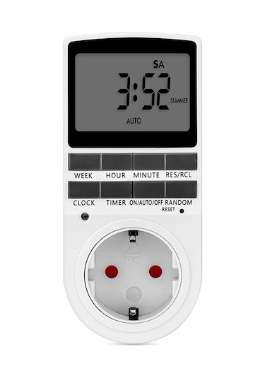 Skycity Eu Şarjlı Akıllı Zamanlayıcı: Büyük Lcd Ekranlı, 16a/3680w, Rastgele Ve Yaz Saati Fonksiyonlu, 12/24 Saat Formatı