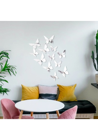 Maiyame Gümüş 3d Keçe Kelebek Duvar Sticker, Ev Dekorasyonu, Oturma Odası, Çocuk Odası, Dıy Form Oluşturma, 12 Adet Gümüş