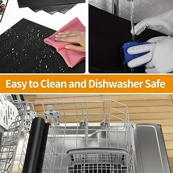 Trendooze Yeni Sunshine022 2 Adet Siyah Ağır Hizmet Fırın Altlığı Yapışmaz Fiberglas Mat