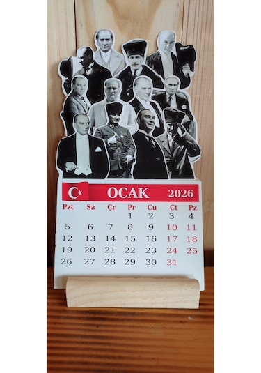 2026 Atatürk Takvimi Ahşap Ayaklı Atatürk Temalı