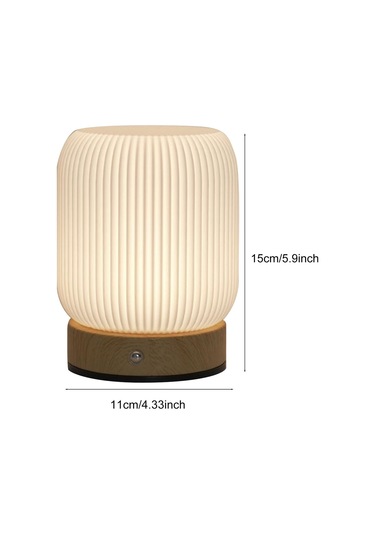 Ahşap Desenli Dokunmatik Gece Lambası Pat Masa Lambası Yatak Odası Başucu Lambası Dahili Ortam Işığı RGB
