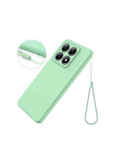 Xiaomi 14t İçin Düz Renk Sıvı Silikon Düşmeye Dayanıklı Tam Kapsama Telefon Kılıfı Yeşil