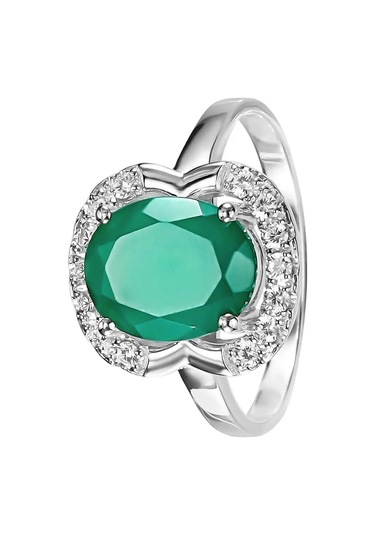 Lair Doğal Agat Taşlı Gümüş Yüzük 12828202 Yeşil