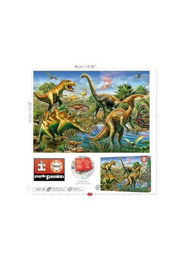 Educa 500 Parça Jurassic Oyun Alanı Puzzle - 19903 - Jurassic Playground