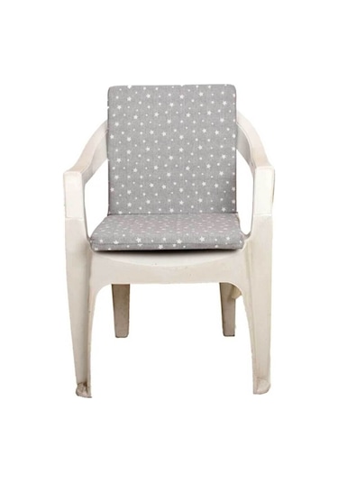 Bahçe Balkon Salon Yıldız Desenli Sandalye Minderi 1 Adet Gri