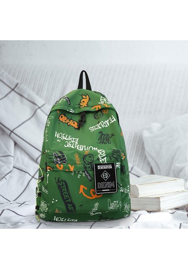 Suntek Graffiti Sırt Çantası Dizüstü Bilgisayar Günlük Yeşil