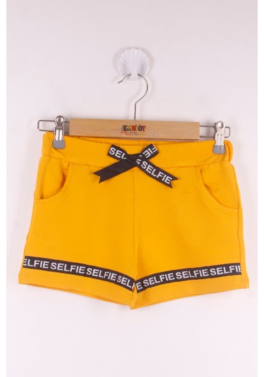 Toontoy Kız Çocuk Serfie Şeritli Cepli Şort Hardal