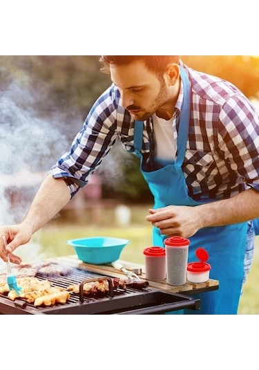 Trendooze Gaojunshop01 Kırmızı Kapaklı Derin Mavi 6'lı Nem Geçirmez Baharatlık Tuz Biberlik Set, Kamp Ve Piknik İçin Koyu Mavi Koyu Mavi