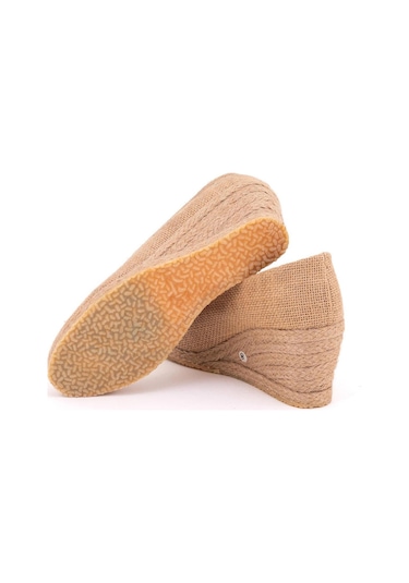 Star Tombis Hasır Hasır Keten Espadril Dolgu Topuk Dolgu1001-2923 Koyu Bej