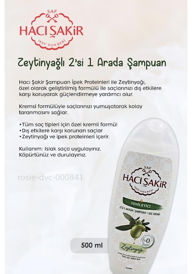 Hacı Şakir Hindistan Cevizi Şampuan 500 Ml, Zeytinyağlı Şampuan 500 Ml Ve Rosıe