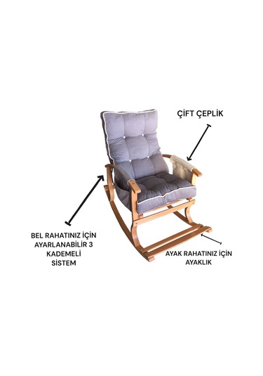 Yaren Home Dizayn Sallanan Sandalye, Dinlenme Koltuğu,tv Sandalyesi, Gri Krem Gri - Krem